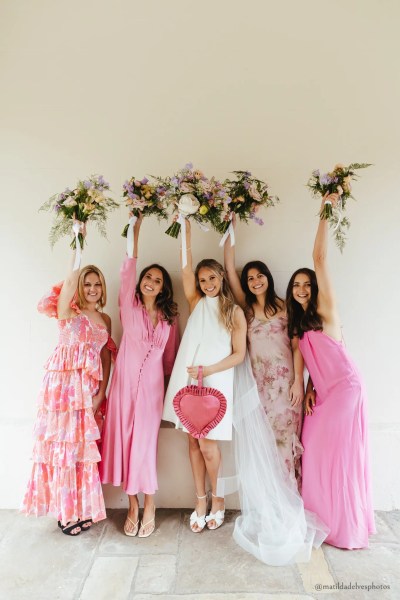 Bridesmaids in pink, pink bridesmaids, pink bridesmaids dresses, pretty in pink bridesmaids, pink bridal party