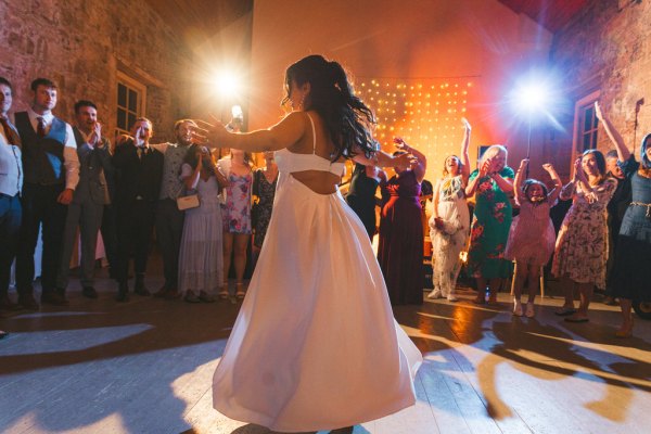 bride and groom dancing on the dancefloor together