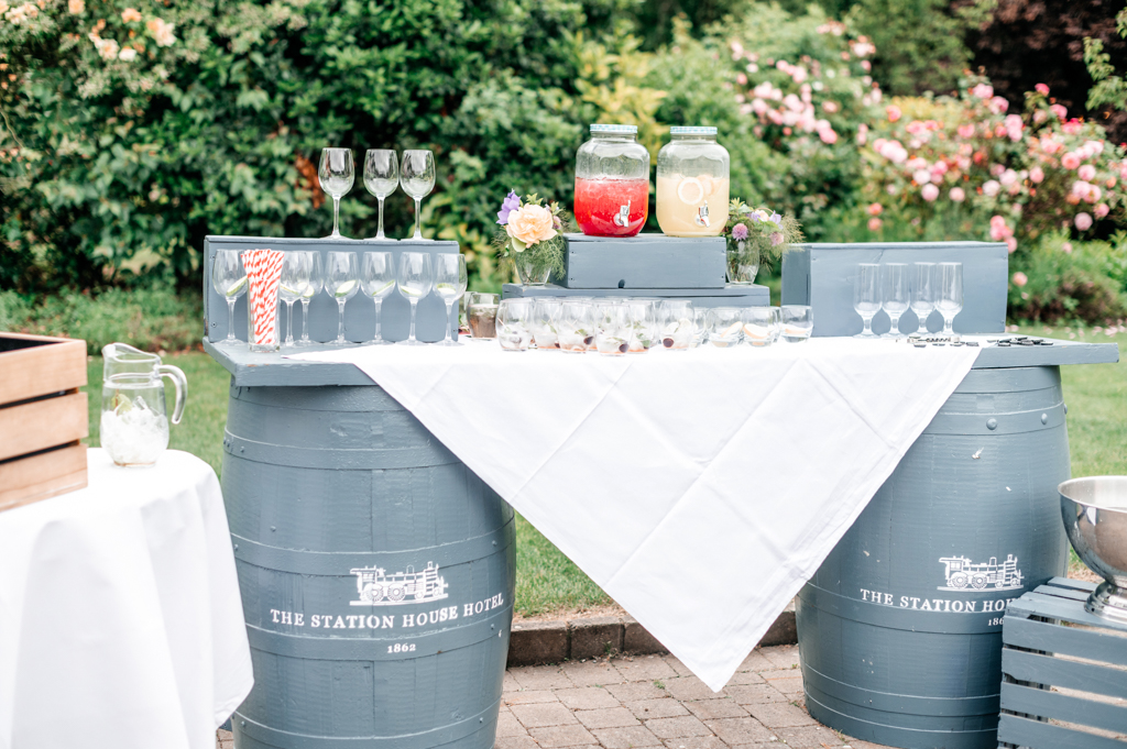 punch/cocktail options laid out on table