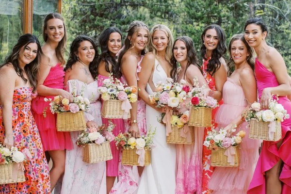 Bridesmaids in pink, pink bridesmaids, pink bridesmaids dresses, pretty in pink bridesmaids, pink bridal party