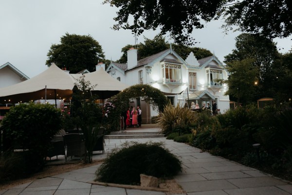 exterior wedding venue entrance and garden