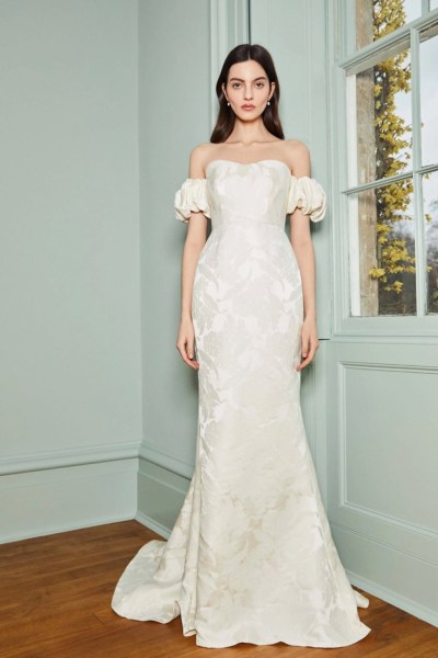 Markarian 2024 Luisa Off-The-Shoulder White Floral Jacquard Gown With Puff Sleeves €6,700.00