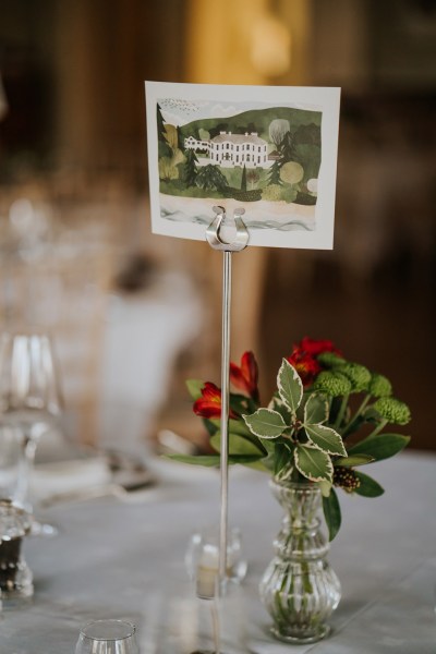 table setting for guests flowers