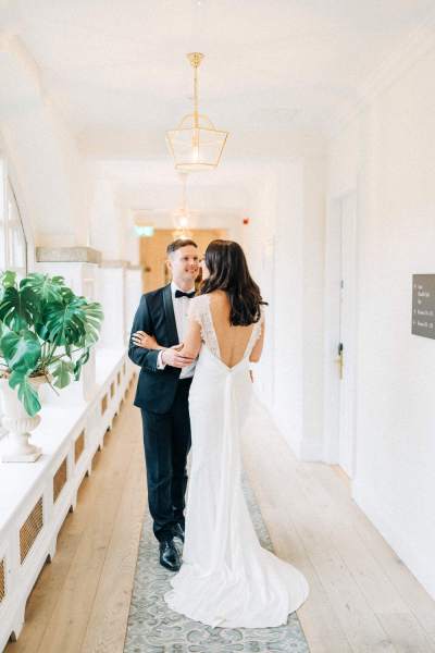 Bride and groom embrace during their Mount Juliet wedding