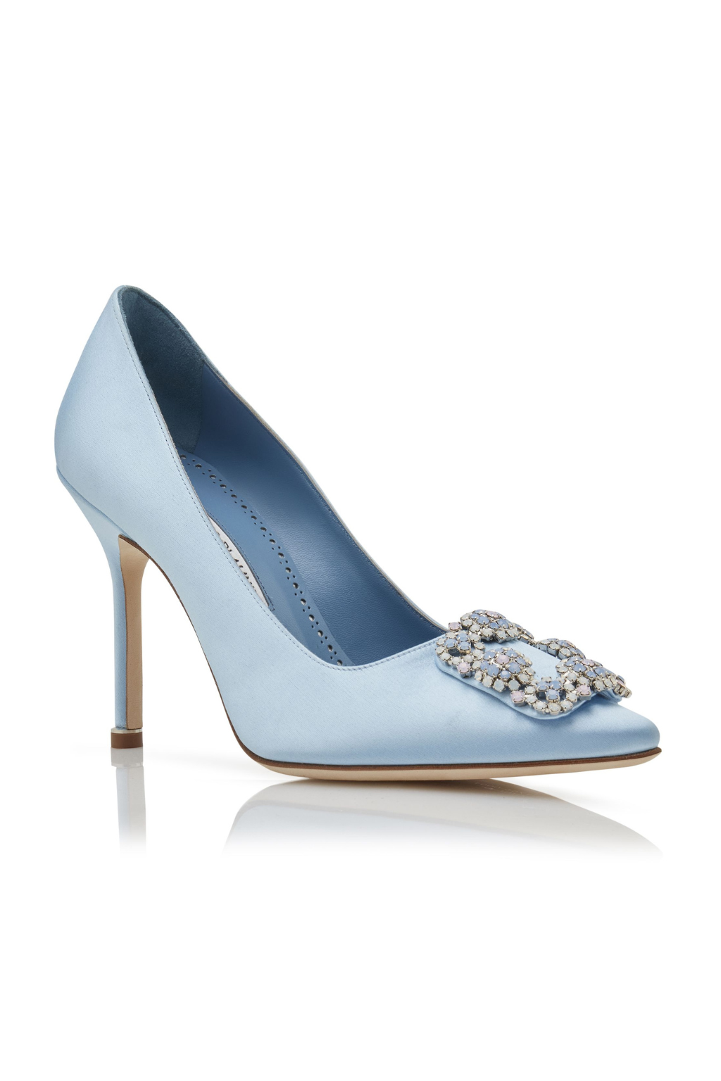 Manolo Blahnik Hangisi Pump in Light Blue Satin