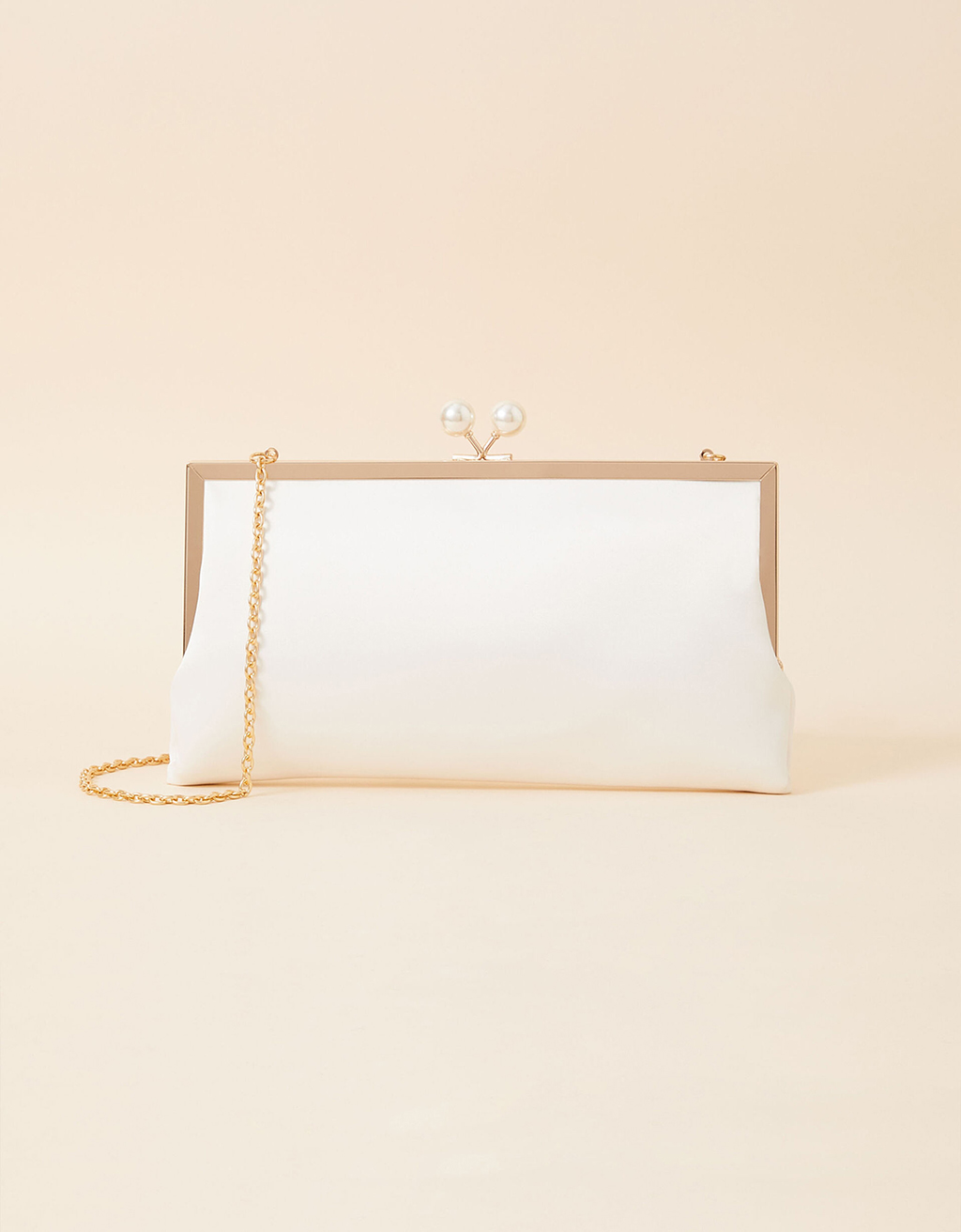 Accessorize satin bridal pearl clutch bag